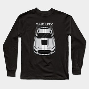 Ford Mustang Shelby GT500 2020-2021 - Silver - White Stripes Long Sleeve T-Shirt